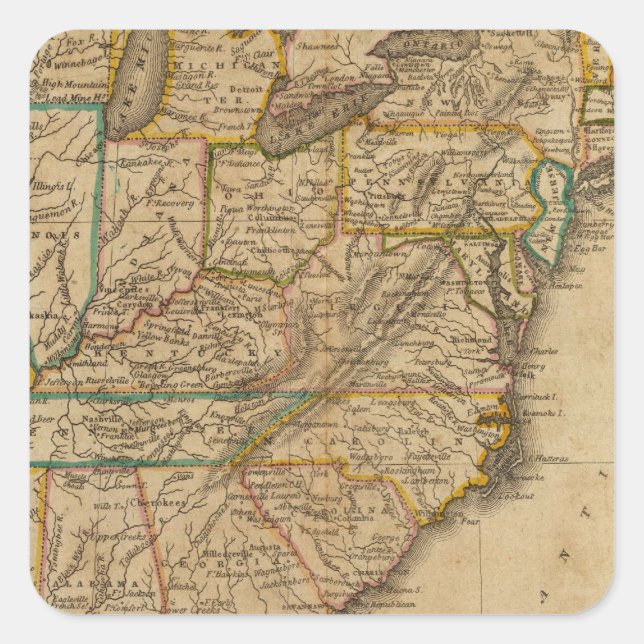 United States 3 Square Sticker (Front)