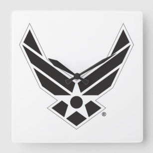 United States Air Force Logo - Black Square Wall Clock