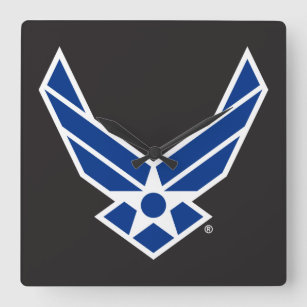 United States Air Force Logo - Blue Square Wall Clock