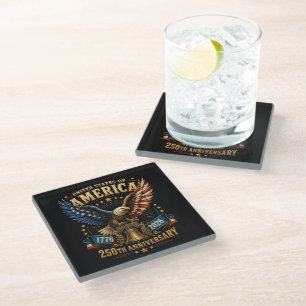 United States America 250th Anniversary Eagle Glass Coaster