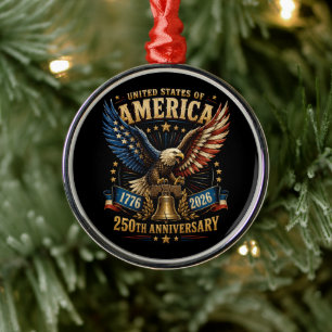 United States America 250th Anniversary Eagle Metal Tree Decoration