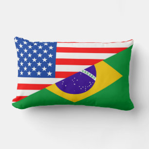 united states america brazil half flag usa country lumbar cushion