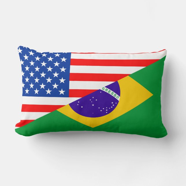 united states america brazil half flag usa country lumbar cushion (Front)