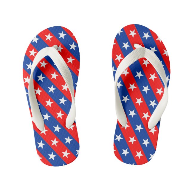 united states america country flag pattern symbol kid's jandals (Footbed)