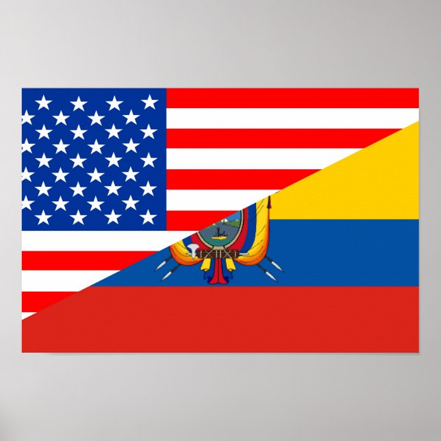 united states america ecuador half flag usa poster (Front)