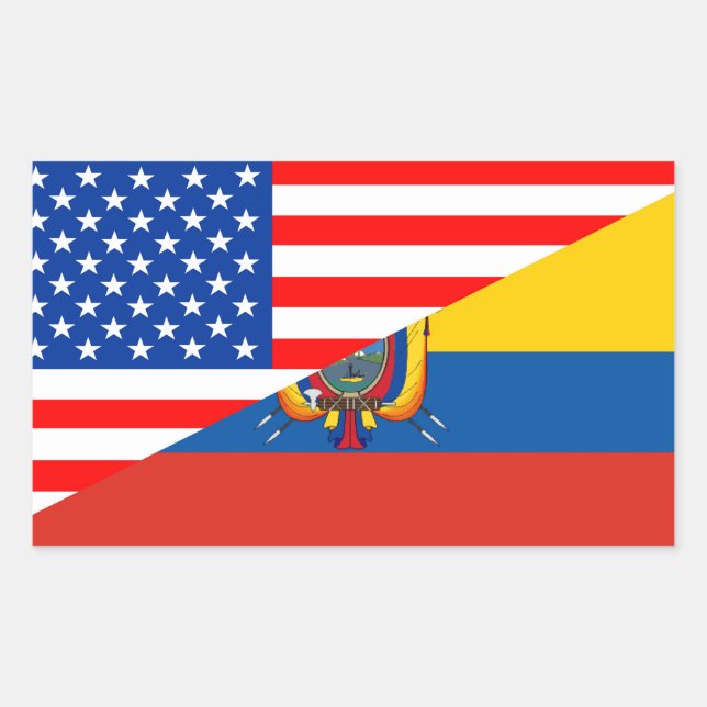 united states america ecuador half flag usa rectangular sticker (Front)