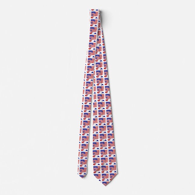 United States America Flag USA Soccer Ball Tiled Tie (Back)