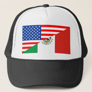 united states america mexico half flag usa country trucker hat