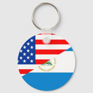 united states america nicaragua half flag usa key ring