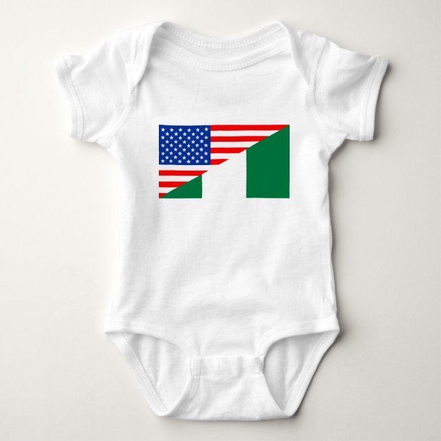 united states america nigeria half flag usa countr baby bodysuit (Front)