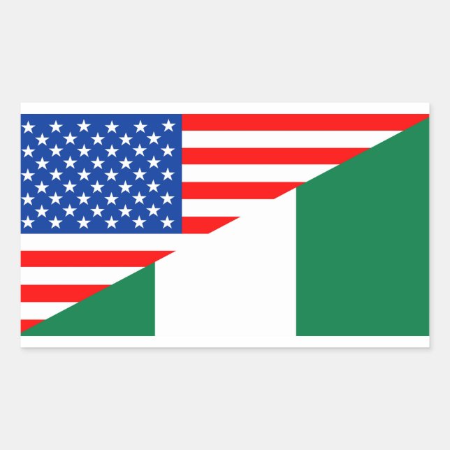 united states america nigeria half flag usa countr rectangular sticker (Front)