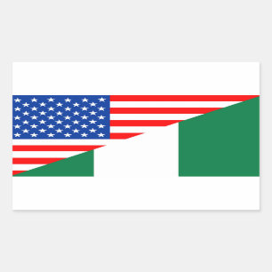 united states america nigeria half flag usa countr rectangular sticker