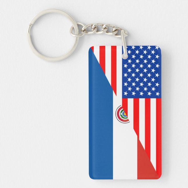 united states america paraguay half flag usa key ring (Front)