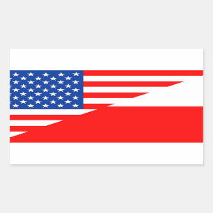united states america poland half flag usa country rectangular sticker