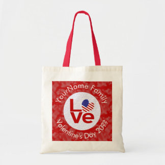 United States America Red LOVE Flag Personalised Tote Bag