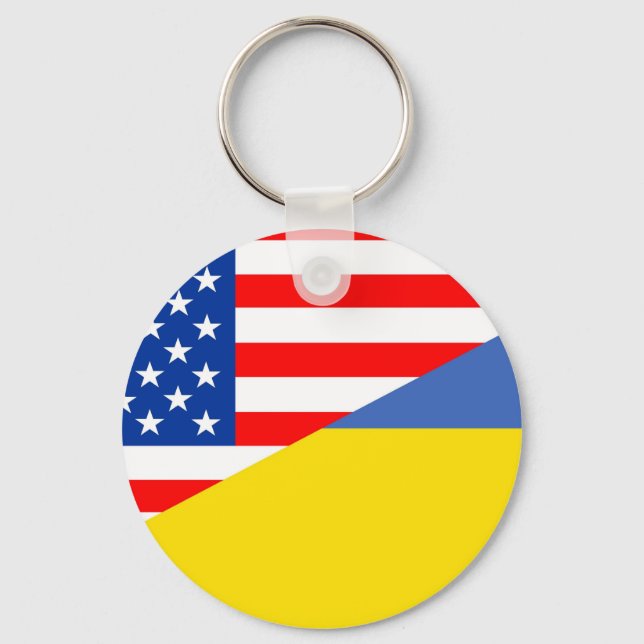 united states america ukraine half flag usa key ring (Front)