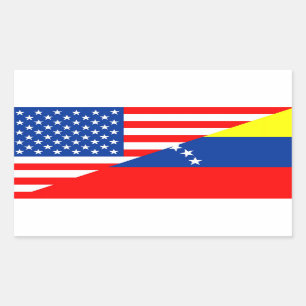 united states america venezuela half flag usa rectangular sticker