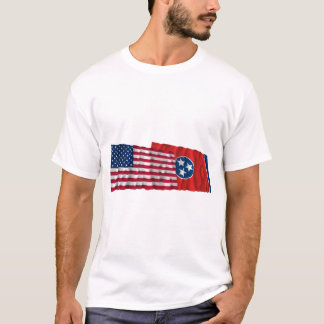 United States and Tennessee Waving Flags T-Shirt