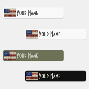 United States Art Deco Flag Waterproof Name Label