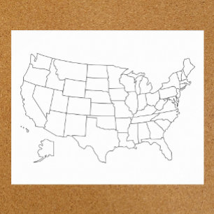 United States blank map US outline poster