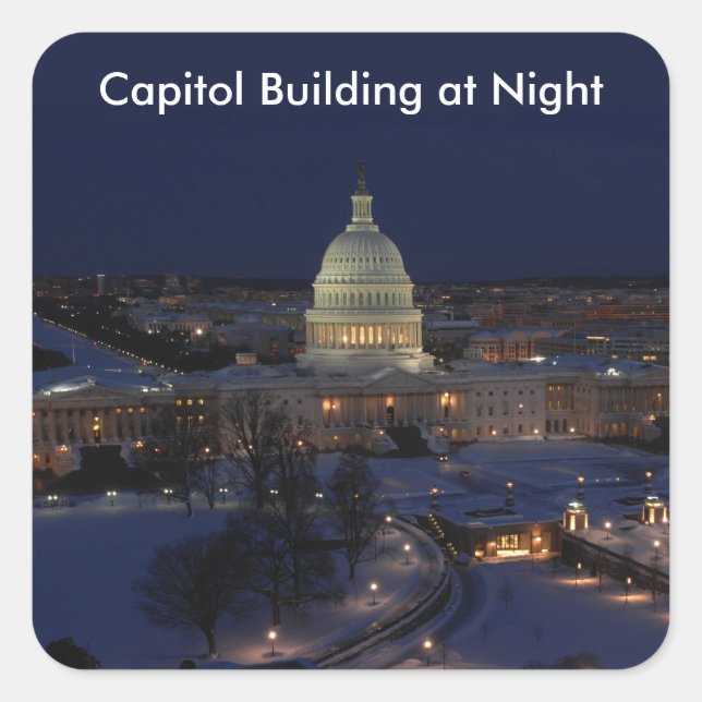 United States Capitol Building at Night Square Sticker (Front)