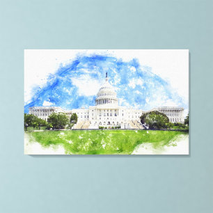 United States Capitol in Washington DC Pastel Draw Canvas Print