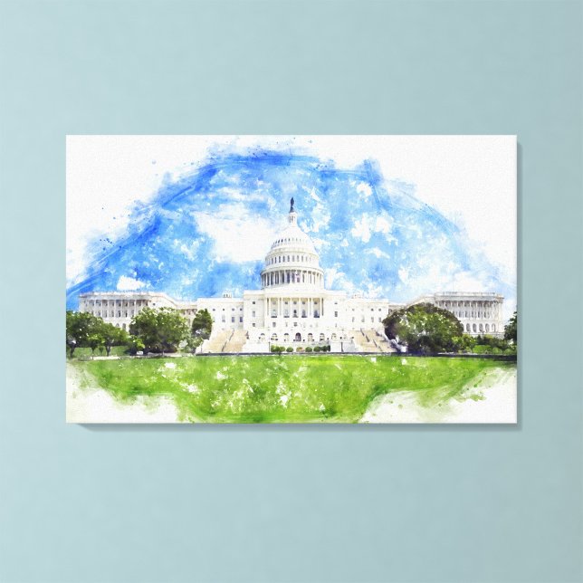 United States Capitol in Washington DC Pastel Draw Canvas Print (Creator Uploaded)