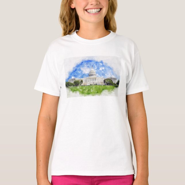 United States Capitol in Washington DC Pastel Draw T-Shirt (Front)
