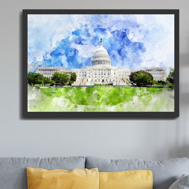 United States Capitol in Washington DC Watercolor Photo Print (Creator Uploaded)