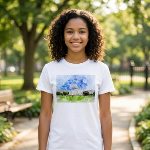 United States Capitol in Washington DC Watercolor T-Shirt