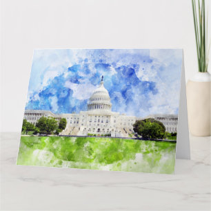 United States Capitol in Washington DC Watercolor Thank You Card
