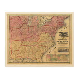 United States Civil War Map by Charles Magnus 1862 Wood Wall Art