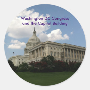 United States Congress and Capitol Classic Round Sticker
