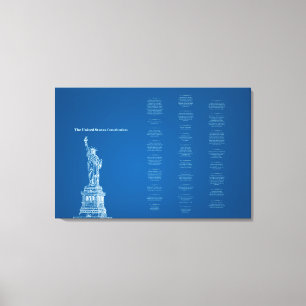 United States Constitution Blue and Liberty Statue Canvas Print