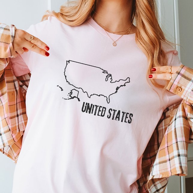 United States Country Map USA America Border Shape T-Shirt (Creator Uploaded)