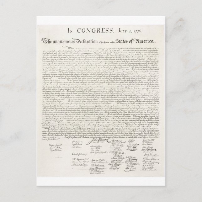 United States Declaration of Independence Postcard (Front)