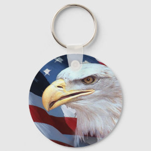 United States Flag and Bald Eagle Key Ring