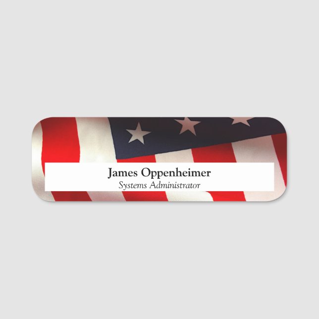 United States flag closeup Name Tag (Front)