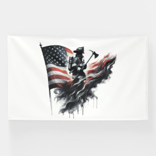 United States Flag. Firefighter Banner