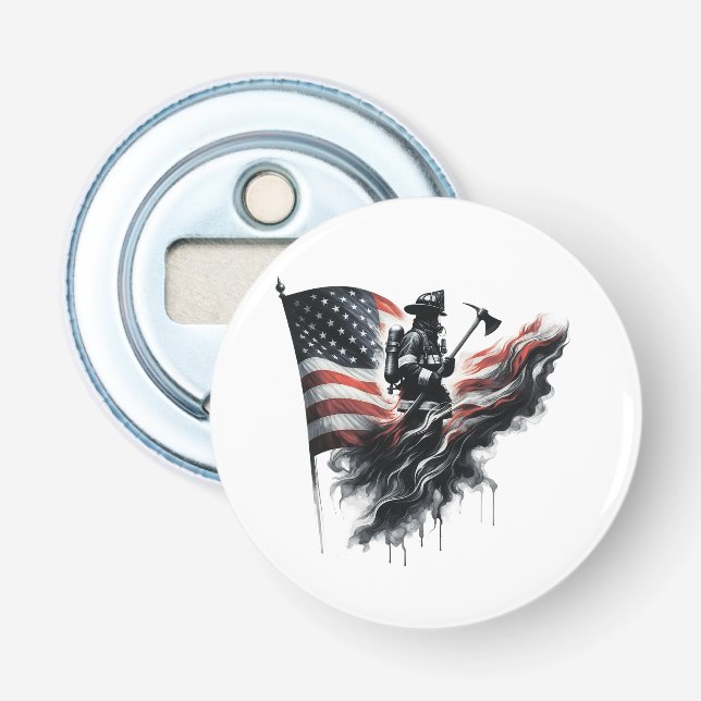  United States Flag. Firefighter Bottle Opener (Front)