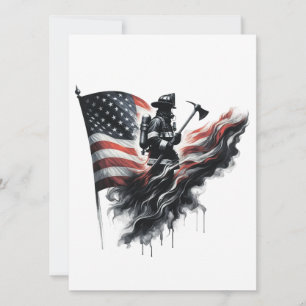  United States Flag. Firefighter Card