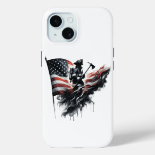 United States Flag. Firefighter iPhone 15 Case