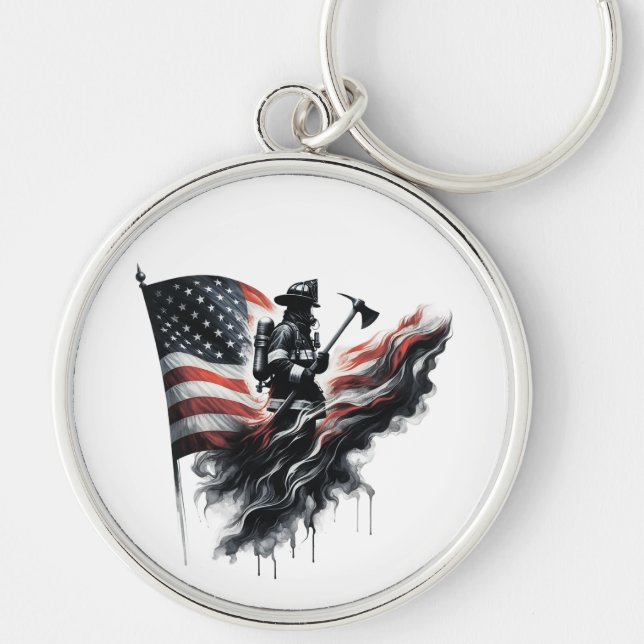  United States Flag. Firefighter Key Ring (Front)