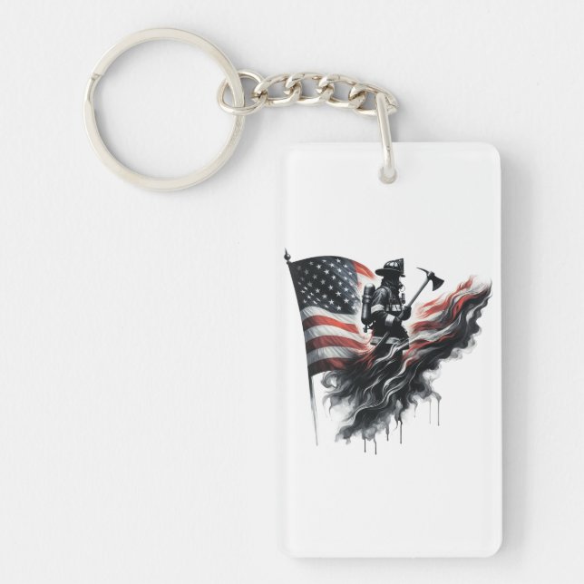  United States Flag. Firefighter Key Ring (Front)