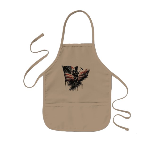  United States Flag. Firefighter Kids Apron (Front)