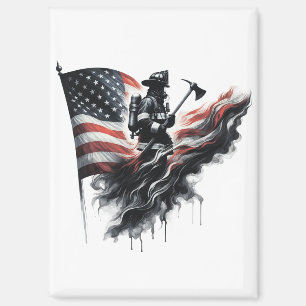United States Flag. Firefighter Magnet