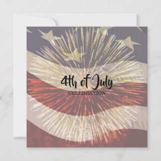United States Flag Fourth of July  Invitation