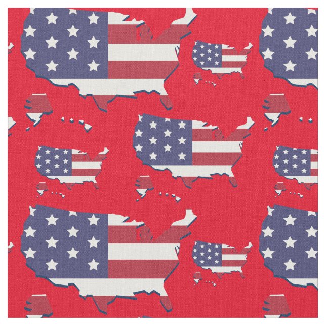 United States Flag Map Pattern Fabric (Close Up)