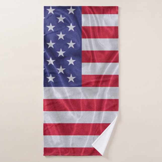 United States flag pattern on the fabric texture,  Bath Towel (Bath Towel)