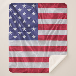 United States flag pattern on the fabric texture,  Sherpa Blanket